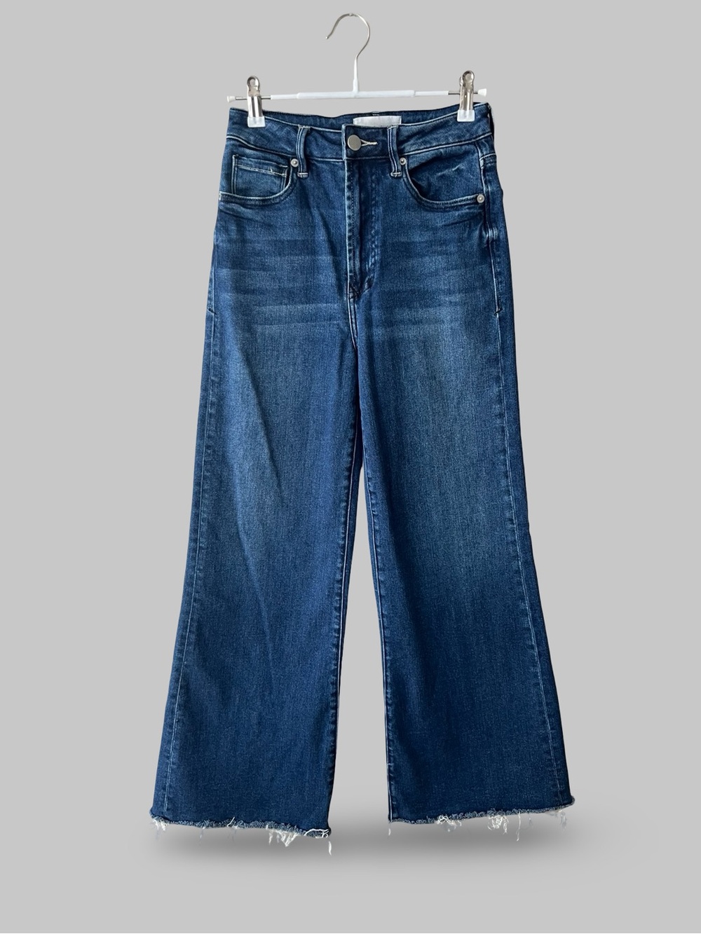 Dear John Dark Blue Wide-Leg Frayed Hem Jeans